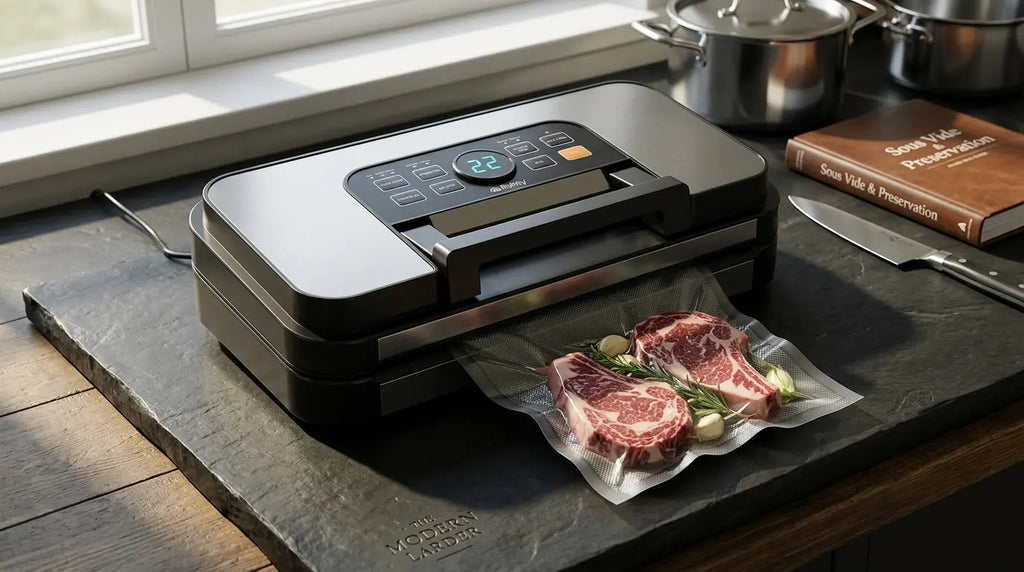máquina de vácuo Selagem Dupla que sela a carne a vácuo