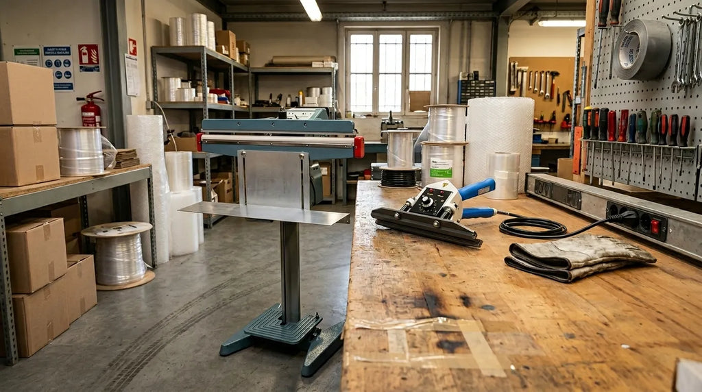 Seladoras térmicas em uma oficina profissional