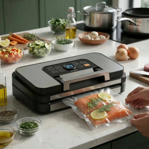 máquina de vácuo alimentos para soldagem dupla individual