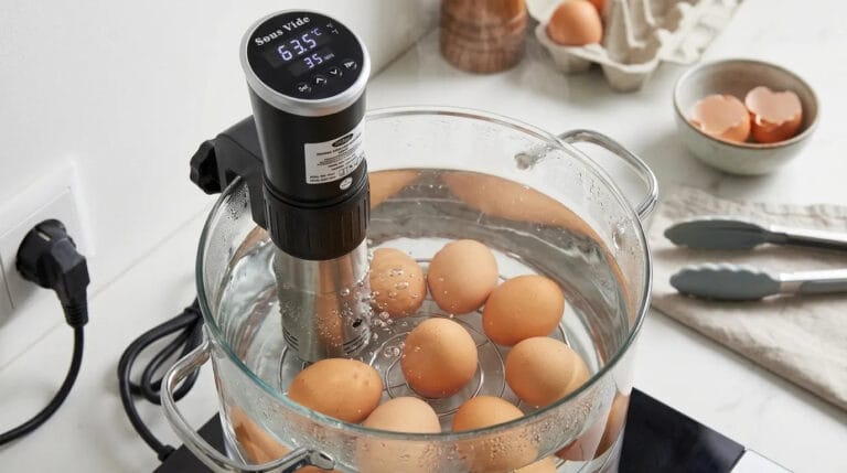 O ovo perfeito no aquecedor de imersão tem tudo a ver com a temperatura certa