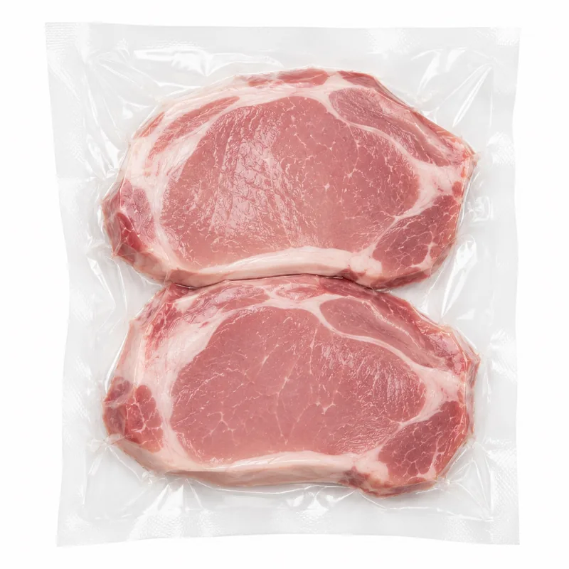 Pièces of porc emballées sous vacuum en talho